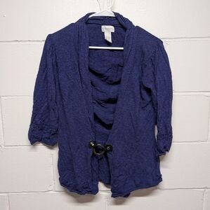Soft Surroundings Linen Cotton Blend Purple Cardigan Lace Sleeve Womens XL